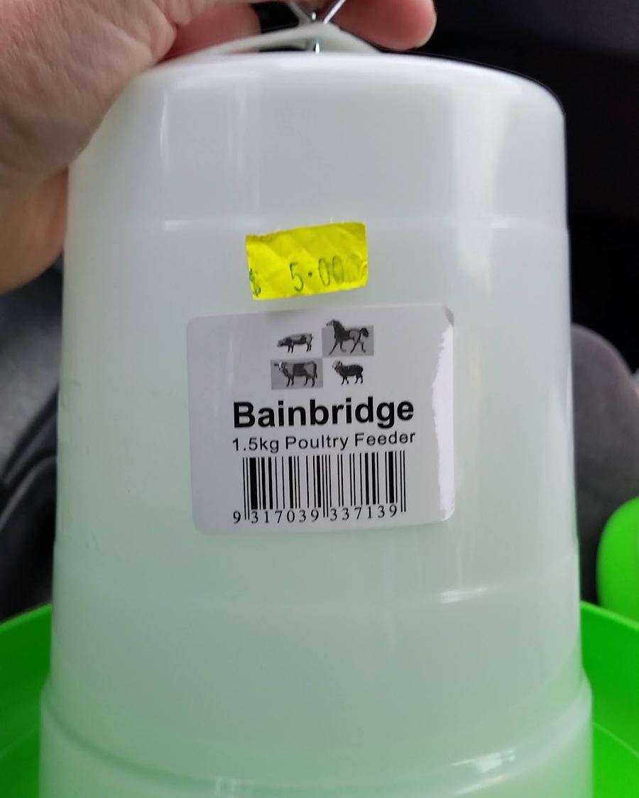 A Bainbridge poultry feeder from the store